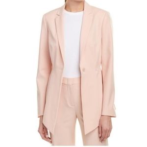 𝅺BCBGMAXAZRIA Sami Dusty Pink Pleated Peplum Blazer Jacket Size Large
